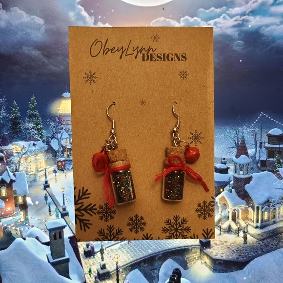 Christmas Glitter Earrings - Picture 2 of 3